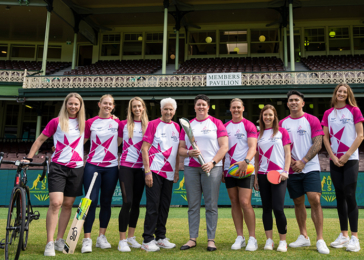 Australian Athletes in front of the Sydney Cricket Ground Members Stand