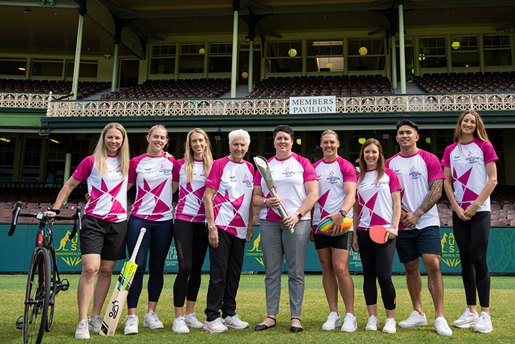 Australian Athletes in front of the Sydney Cricket Ground Members Stand