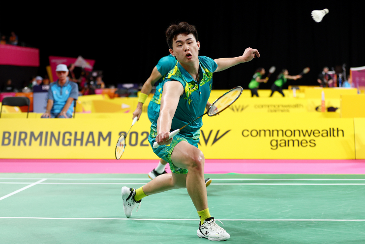Jack Yu, badminton, in action at the Birmingham 2022 Commonwealth Games